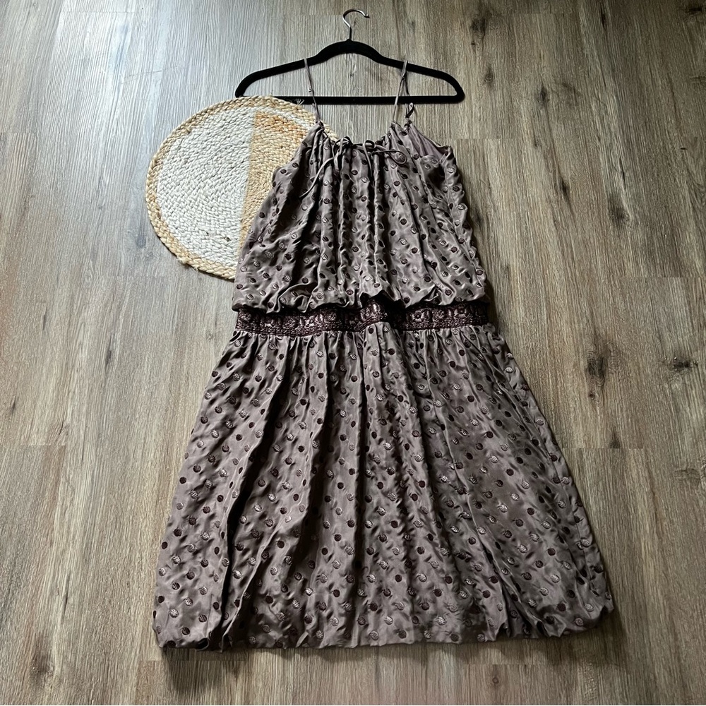 MAXAZRIA COLLECTION 100% Silk Balloon Hem Sleeveless Dress